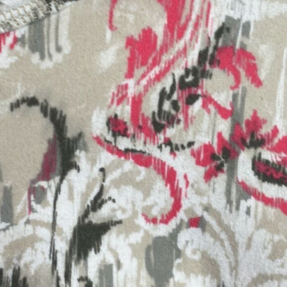 Chico’s Weekends soft zip front print three quarter sleeve transitional jacket L - Picture 6 of 12